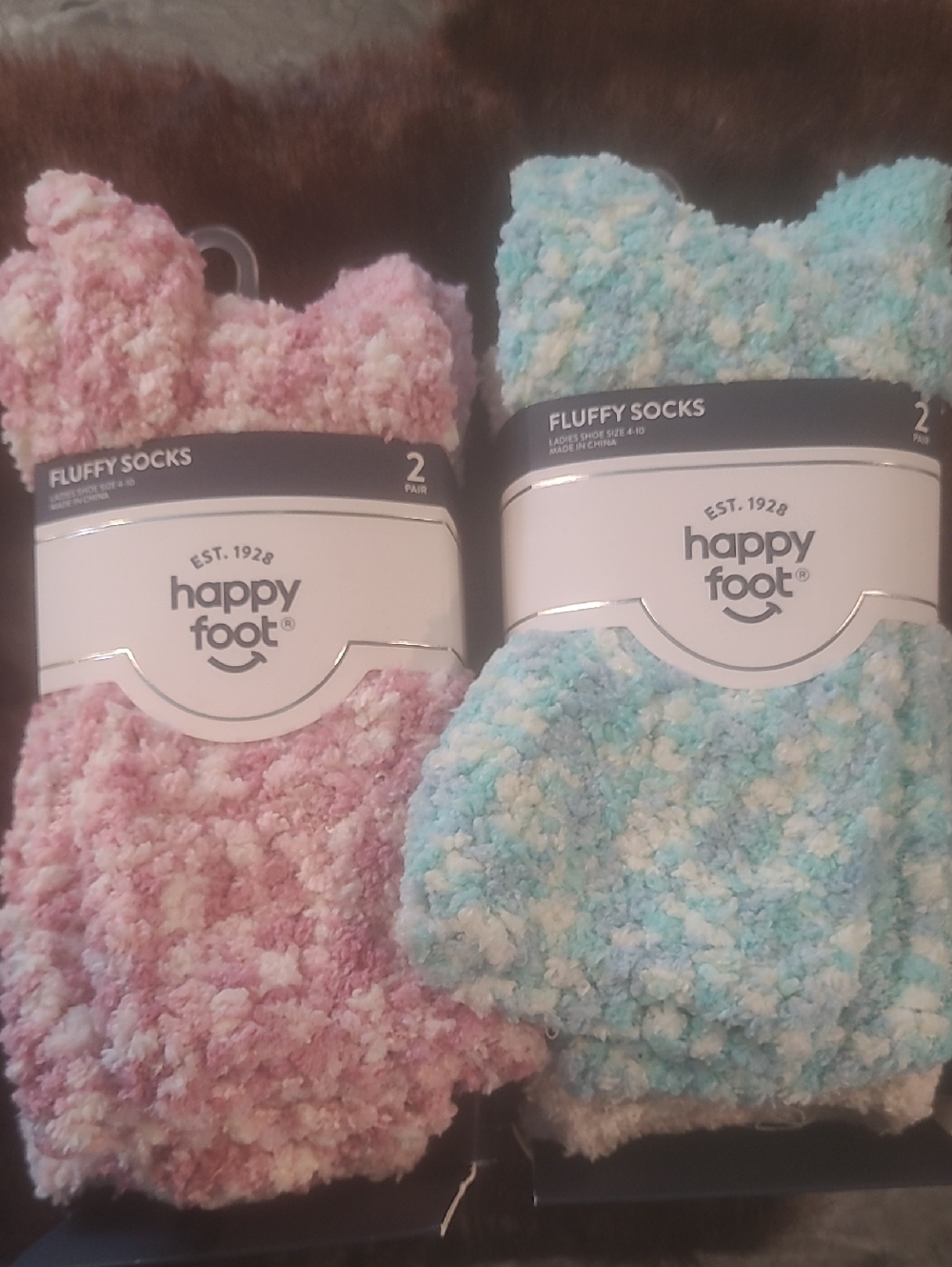 Fluffy Socks 2-Pack - Pink & Light Blue